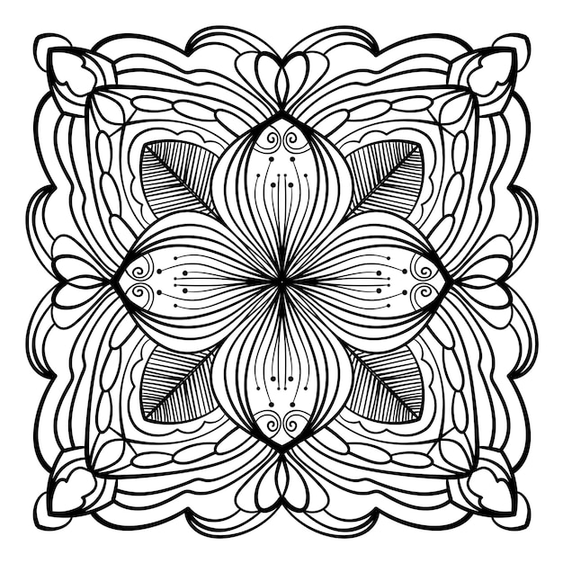 Patrón circular en forma de mandala para la decoración del tatuaje Henna Mehndi Adorno decorativo en estilo étnico oriental Página del libro para colorear