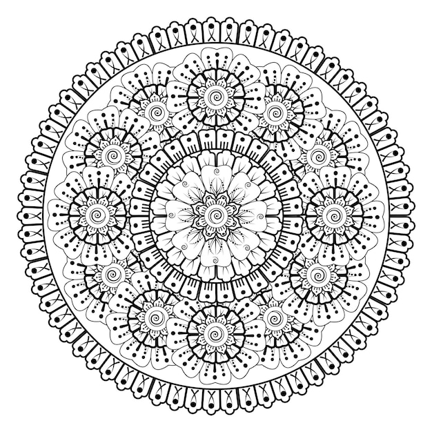 Patrón circular en forma de mandala para la decoración del tatuaje Henna Mehndi Adorno decorativo en et