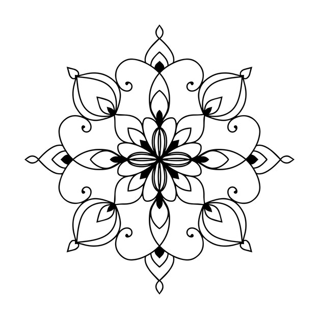Patrón circular en forma de mandala para la decoración del tatuaje Henna Mehndi Página del libro para colorear Logo