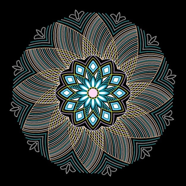 Patrón circular en forma de mandala para la decoración del tatuaje Henna Mehndi Página del libro para colorear