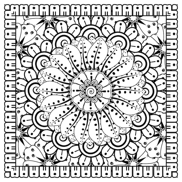 Patrón circular en forma de mandala para la decoración del tatuaje Henna Mehndi Página del libro para colorear