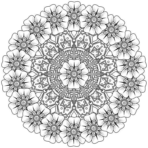 Patrón circular en forma de mandala en estilo étnico oriental, indio.