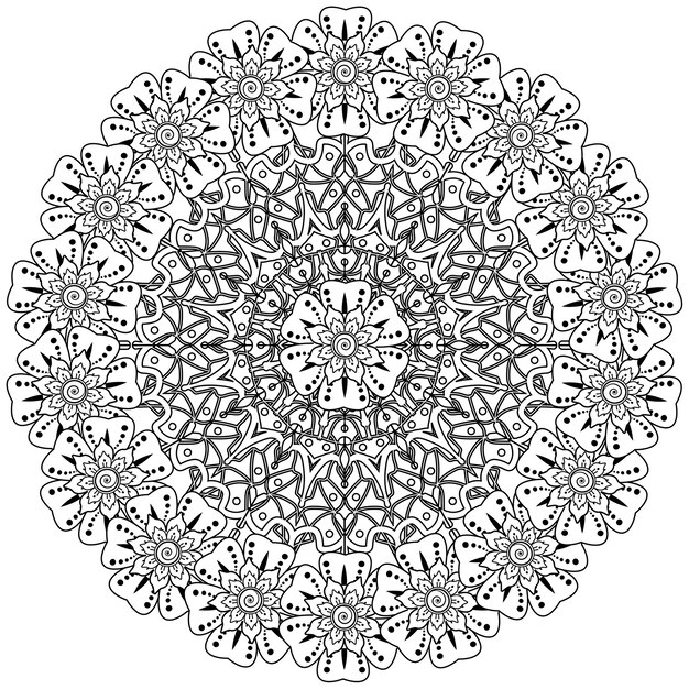 Patrón circular en forma de mandala en estilo étnico oriental, indio.