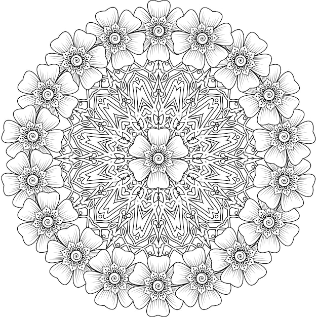 Patrón circular en forma de mandala en estilo étnico oriental, indio.