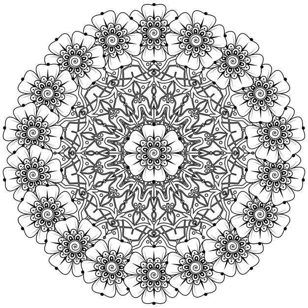 Patrón circular en forma de mandala en estilo étnico oriental, indio.
