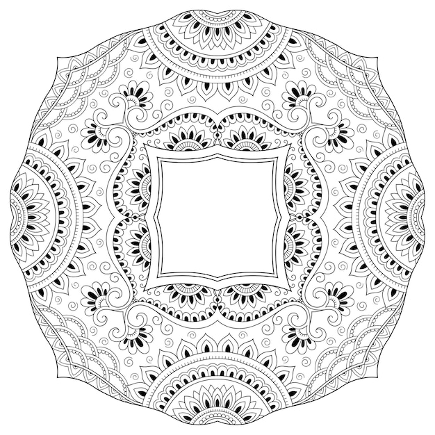 Patrón circular en forma de mandala con flor. adorno decorativo en estilo étnico oriental. esquema de dibujo a mano doodle ilustración.