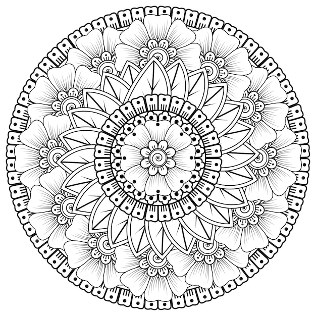 Patrón circular en forma de mandala con flor. adorno decorativo en estilo étnico oriental.