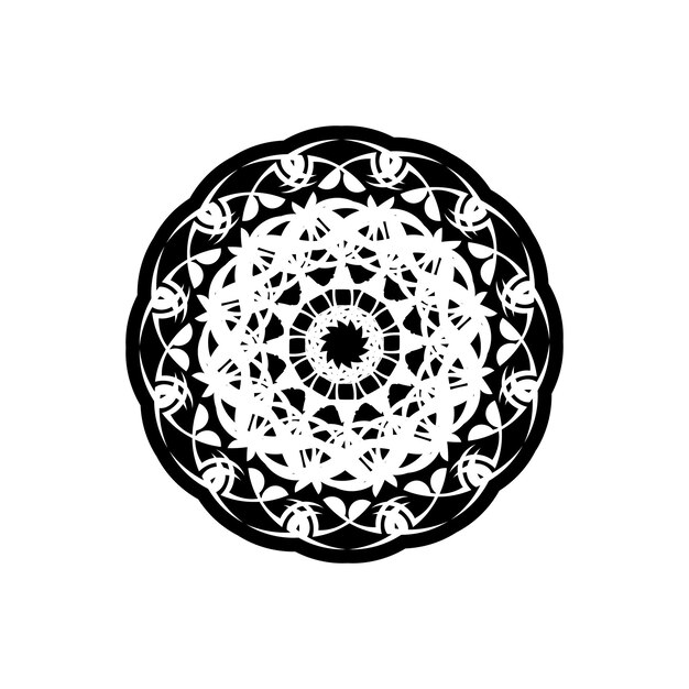Patrón circular en forma de mandala con flor para la decoración del tatuaje de Henna Mehndi Adorno decorativo en estilo oriental étnico Esquema doodle dibujo a mano ilustración vectorial
