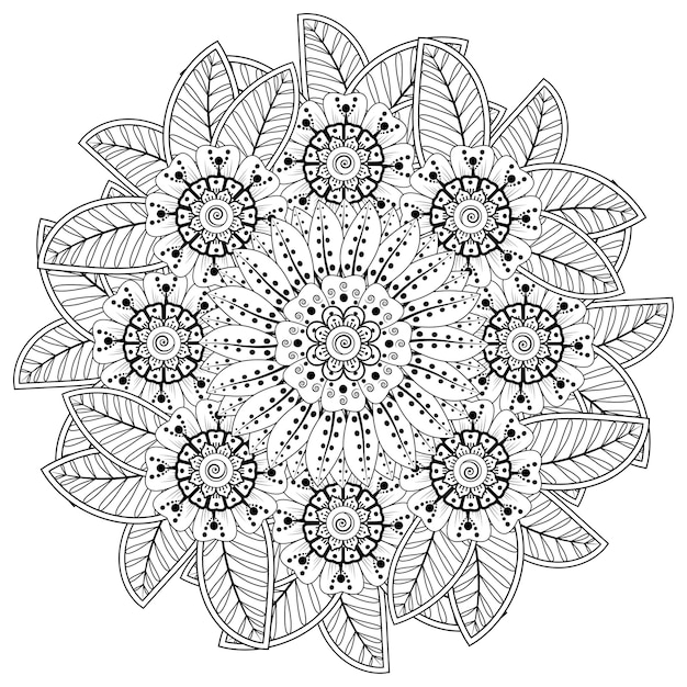 Patrón circular en forma de mandala con flor.