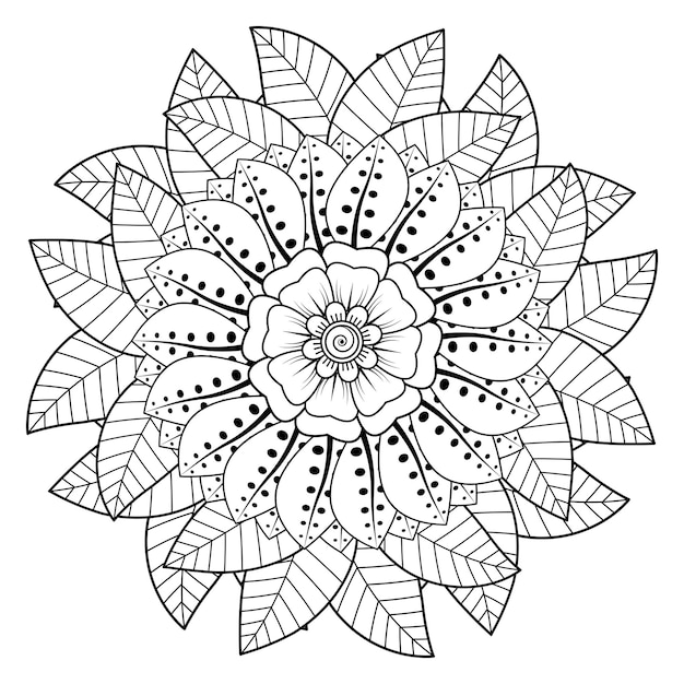 Patrón circular en forma de mandala para Henna, Mehndi, tatuaje, decoración. Página del libro para colorear.