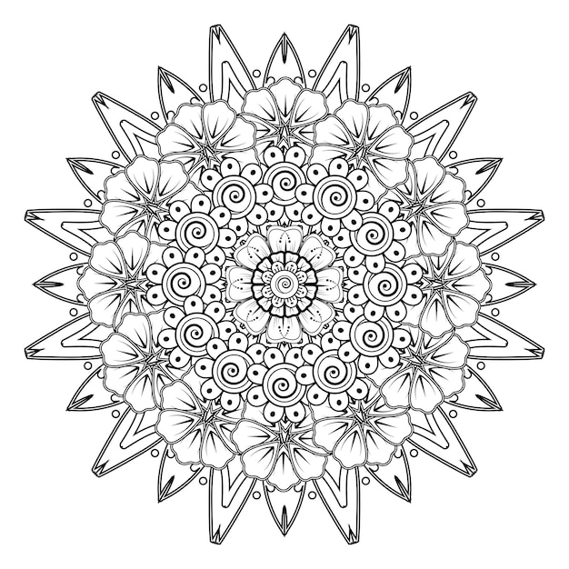 Patrón circular en forma de mandala para Henna, Mehndi, tatuaje, decoración. Página del libro para colorear.