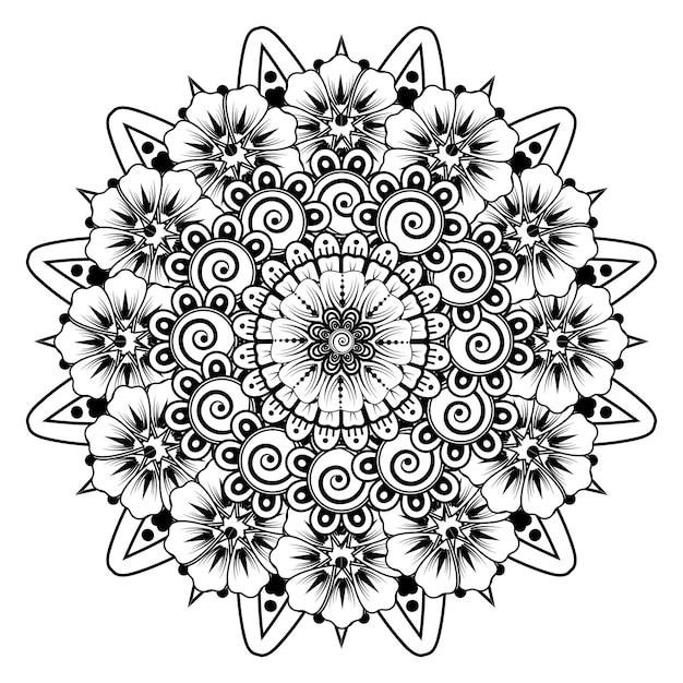 Patrón circular en forma de mandala para Henna, Mehndi, tatuaje, decoración. Página del libro para colorear.