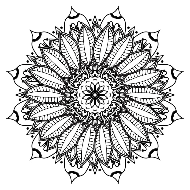 Patrón circular en forma de mandala para Henna, Mehndi, tatuaje, decoración. Página del libro para colorear.