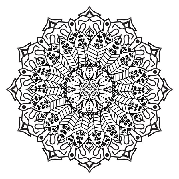 Patrón circular en forma de mandala para Henna, Mehndi, tatuaje, decoración. Página del libro para colorear.
