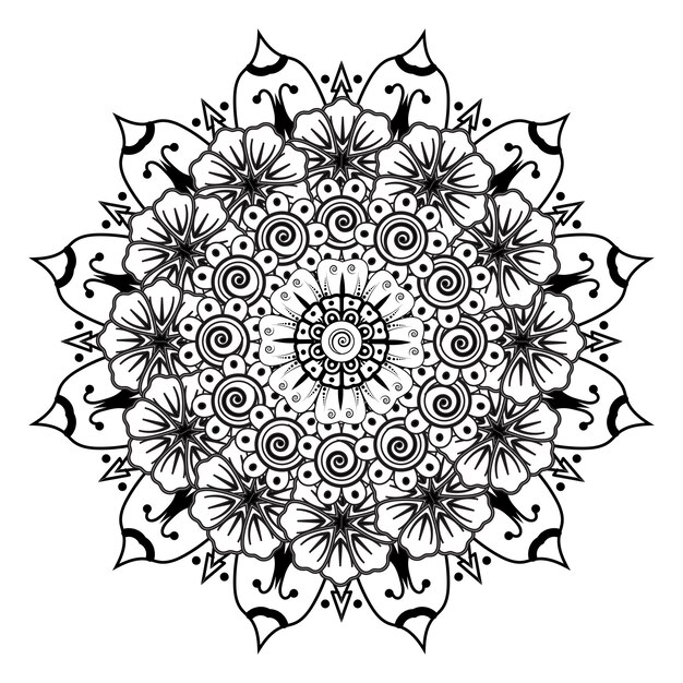 Patrón circular en forma de mandala para henna, mehndi, tatuaje, decoración. página del libro para colorear.