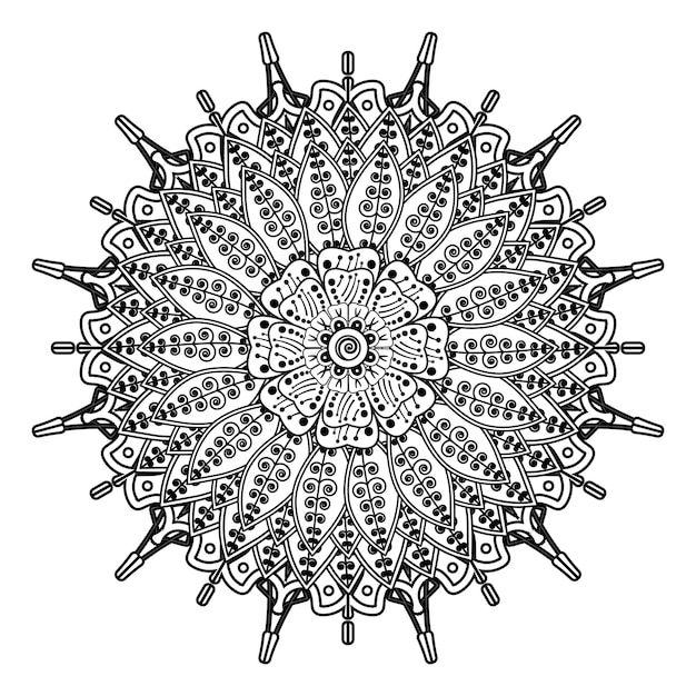 Patrón circular en forma de mandala para Henna, Mehndi, tatuaje, decoración. Página del libro para colorear.