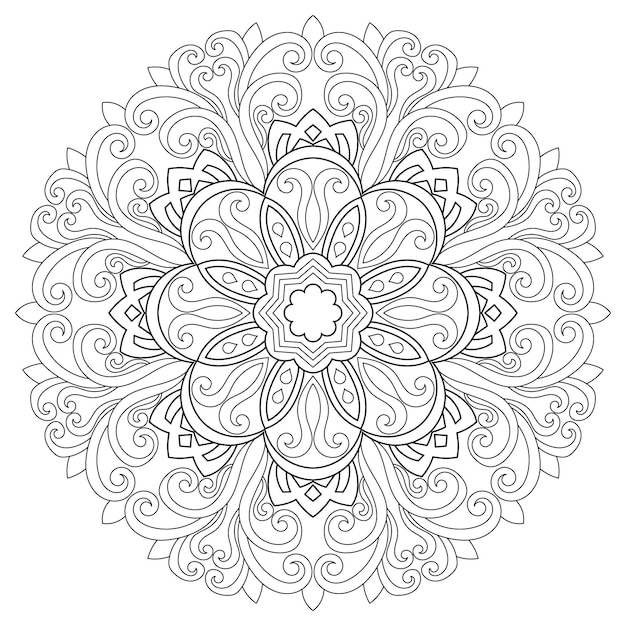 Patrón circular en forma de mandala Tatuaje de henna Mandala estilo Mehndi Patrón decorativo en