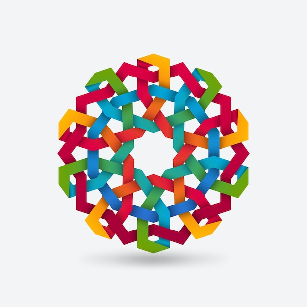patrón circular geométrico árabe multicolor