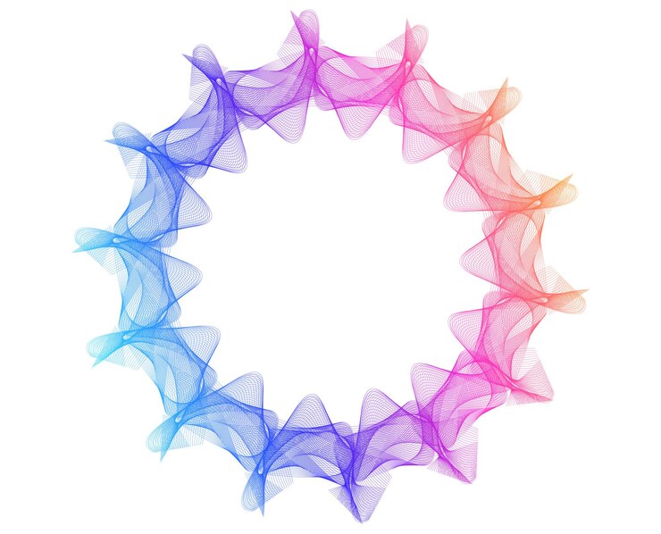 Vector patrón circular geométrico vibrante con colores de gradiente perfecto para cosméticos, moda, diseño textil, tecnología, marca y bienestar ideal para fondos, embalajes, arte digital y conceptos futuristas