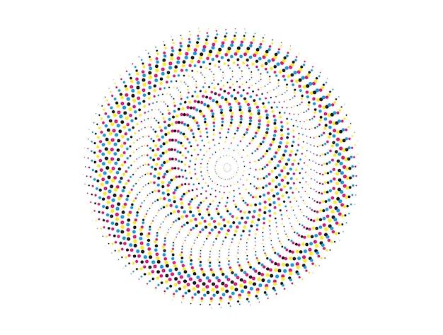 un patrón circular con puntos de colores en un círculo geométrico