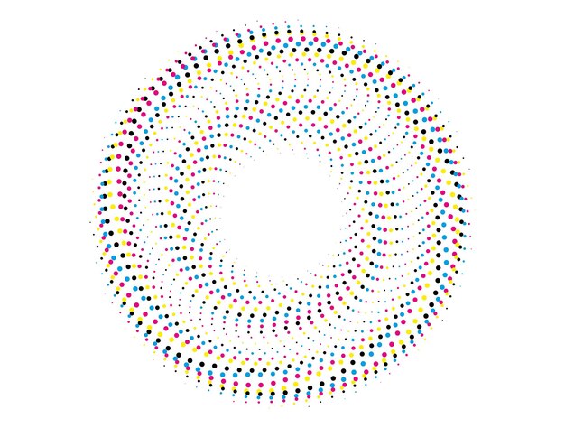 un patrón circular con puntos de colores en él vector de remolino de mosaico de círculo geométrico