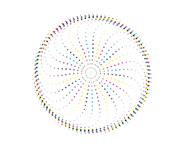 un patrón circular con puntos de colores en él vector de remolino de mosaico de círculo geométrico