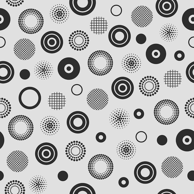 Patrón de círculo abstracto sin costuras Fondo geométrico moderno en blanco y negro