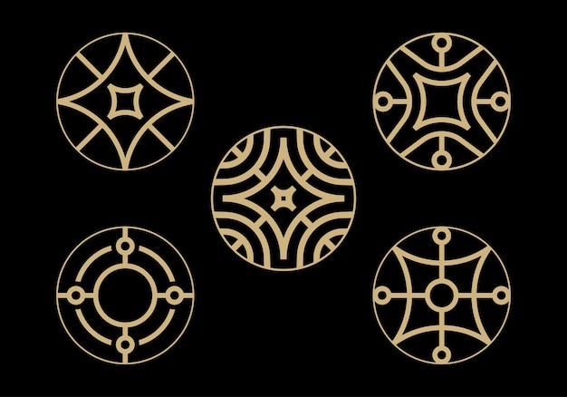 patrón de círculo arte de línea icono de logotipo colección de diseño vectorial
