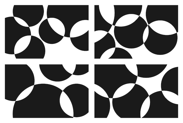 patrón de círculo blanco y negro fondo geométrico de Bauhaus conjunto de elementos abstractos diseño
