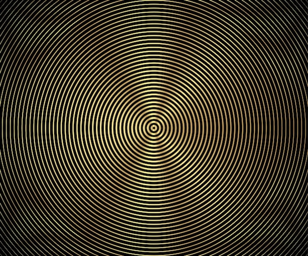 Patrón de círculo lujoso dorado con líneas de onda dorada sobre ilustración de vector de fondo abstracto