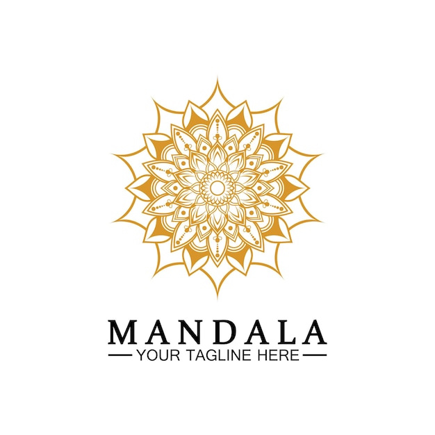 Patrón de círculo pétalo Flor Mandala Vector logo plantilla ilustración Plantilla colorida para retiro espiritual o estudio de yoga Tarjetas de visita ornamentales Decoración ornamental de lujo vintage