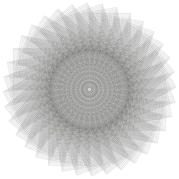 Patrón de círculo radial Abstracto Diseño vectorial Disposición de líneas concéntricas Gráfico monocromático hipnótico