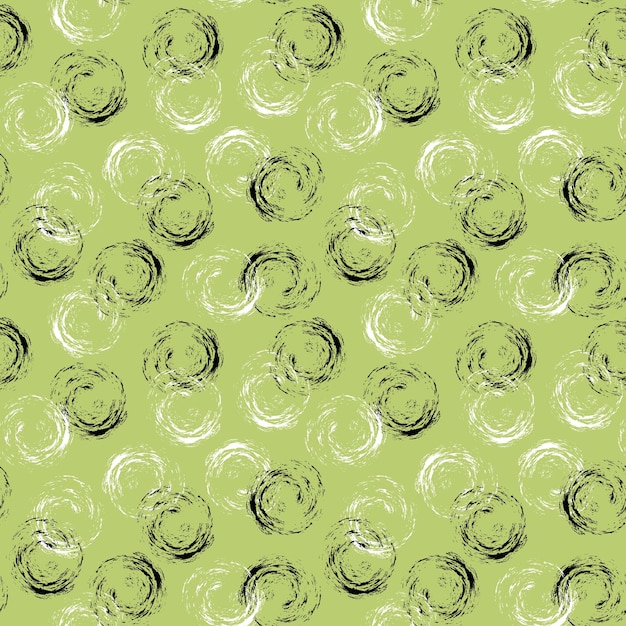 Patrón de círculos en blanco y negro dibujados y fondo verde