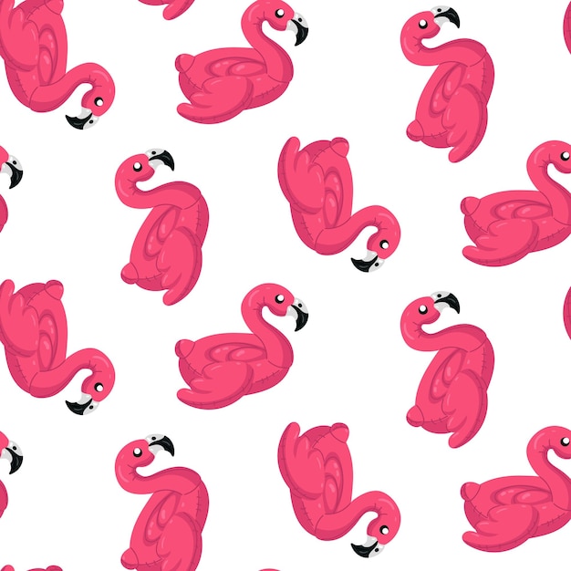 Patrón de círculos nadadores en forma de flamenco rosado con un cuello largo y grande un pájaro flotante grande