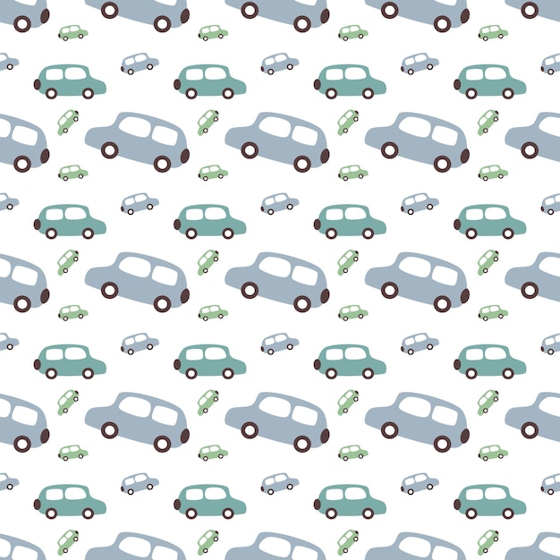 Patrón de coche elemento de diseño vectorial transparente niños y bebé fondo digital de coche colorido vintage