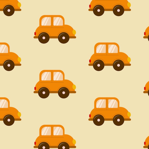 un patrón de coches naranjas en un fondo beige