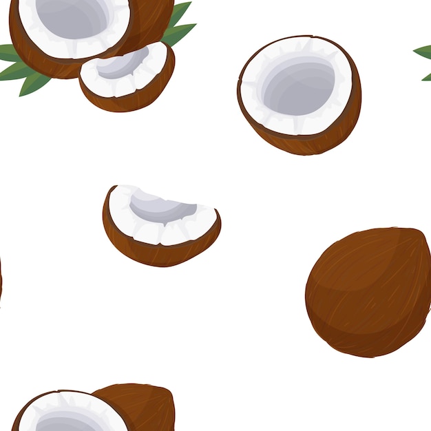 Patrón de coco sin costura Fruta de coco recortada Patrón de empaque de productos de coco