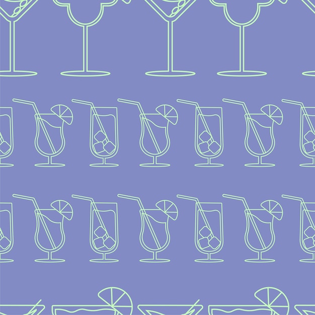 Patrón de cócteles de alcohol de línea para fondo transparente de ilustración de vector alcohólico de fiesta