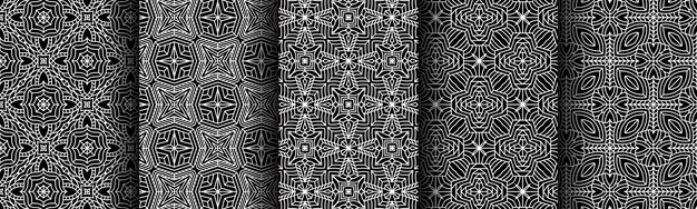 patrón de colección de paquetes tela de batik moderna geométrica en blanco y negro