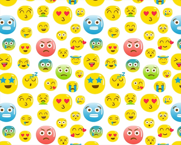 Patrón de colecciones de elementos de emoticonos con ilustraciones de diseño plano