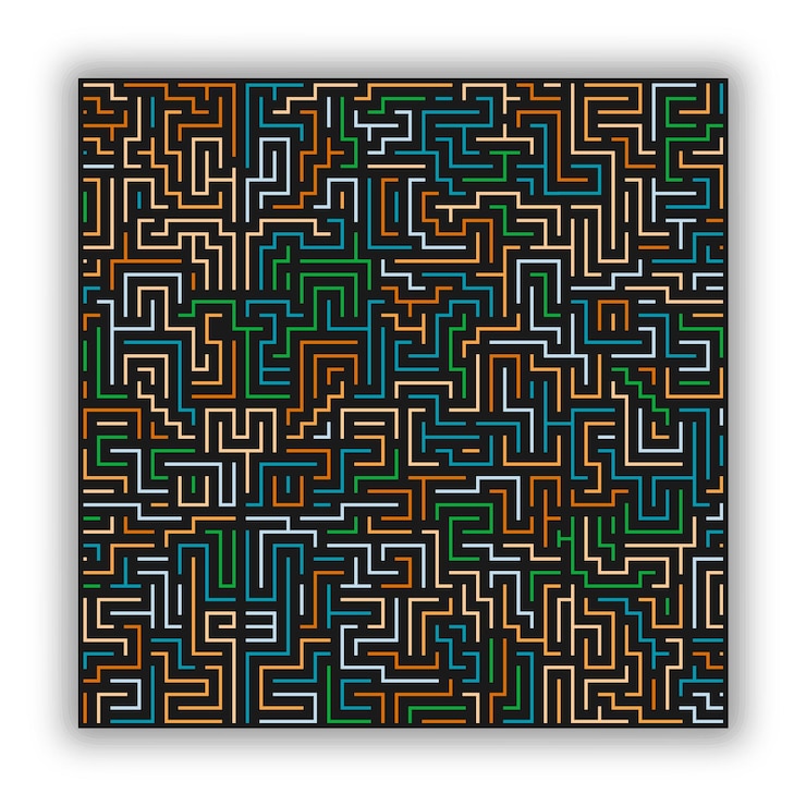 Vector patrón de color sin costuras de líneas horizontales y verticales imitación de un laberinto abstracto plantilla de fondo para diseño y creatividad