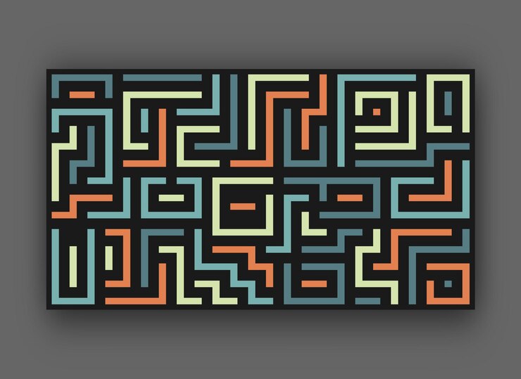 Vector patrón de color sin costuras de líneas horizontales y verticales imitación de un laberinto abstracto plantilla de fondo para diseño y creatividad