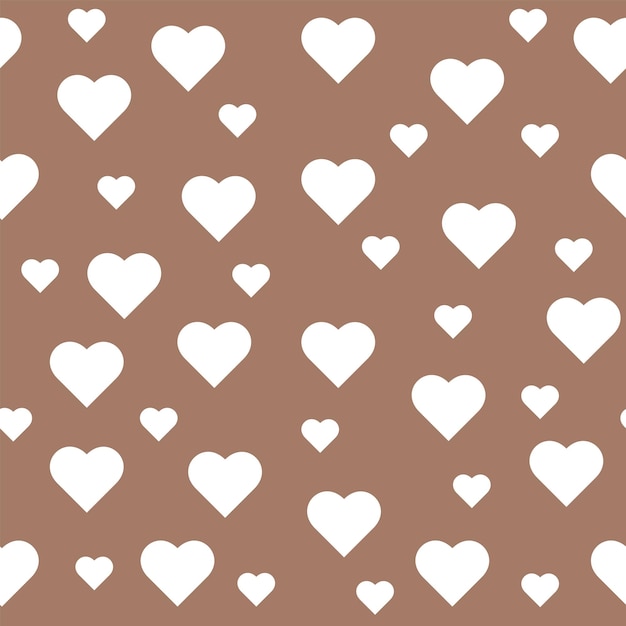Patrón de color sin costuras Mocha Mousse con corazones blancos