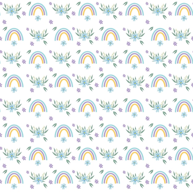 Patrón de color floral Rosa romántico bebé niña arco iris Fondo femenino floral