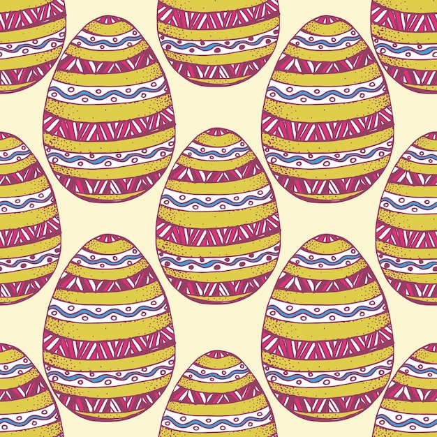 Patrón de color de los huevos de Pascua. Fondo de vacaciones de Pascua dibujado a mano ilustración vectorial.