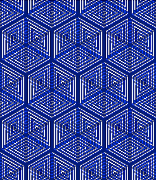 Patrón de colores continuo ilusorio, fondo abstracto decorativo con figuras geométricas 3d. El telón de fondo ornamental transparente y brillante se puede utilizar para el diseño y la industria textil.