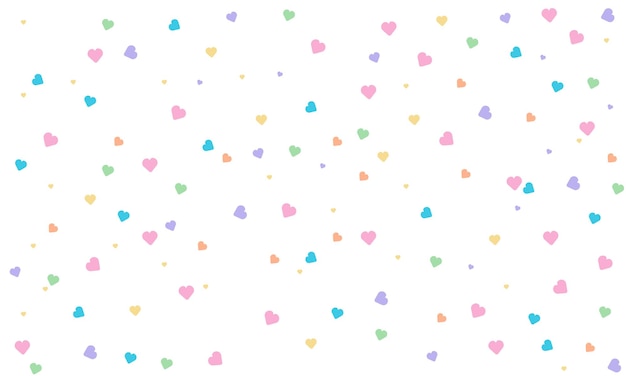 Patrón de colores de corazones en feliz día de San Valentín fondo blanco y textura Ilustración vectorial