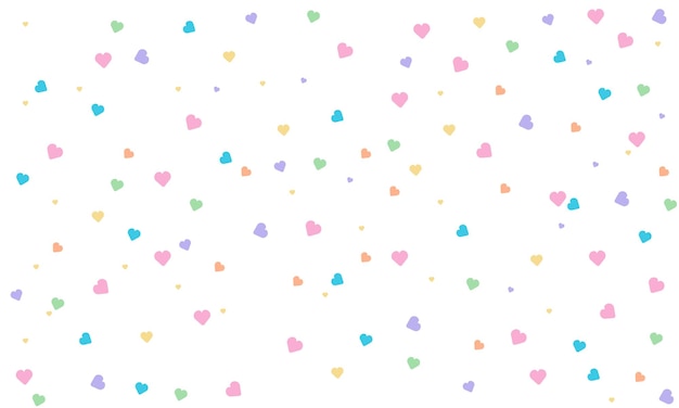 Patrón de colores de corazones en feliz día de san valentín fondo blanco y textura ilustración vectorial