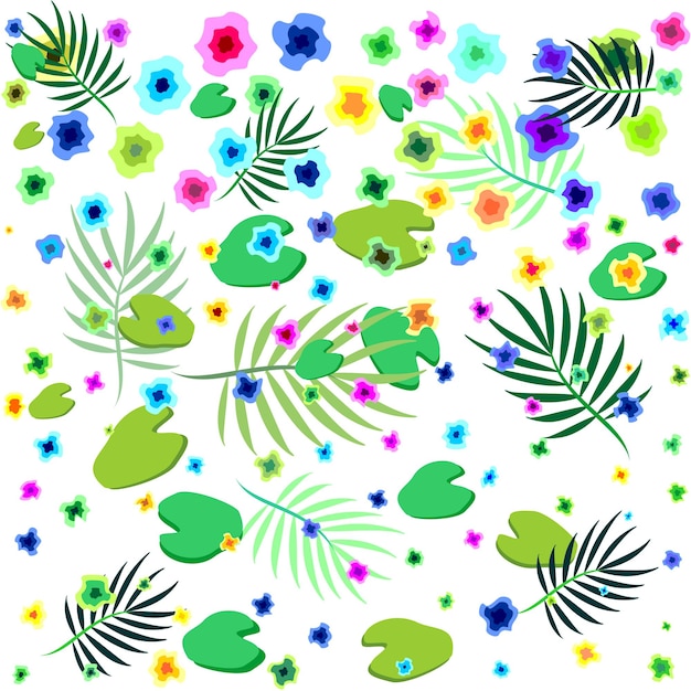 Patrón de colores con flores y hojas. ilustración vectorial