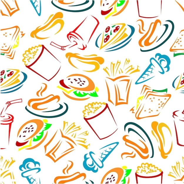 un patrón colorido Elemento de comida rápida